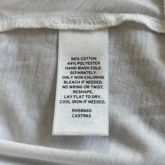 Caslon White Side Tie Tee Small | Casual Cotton Blend Short Sleeve Top - Picture 6 of 6